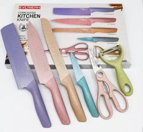 Juego Set Cuchillos Cocina X 6 Piezas Colores