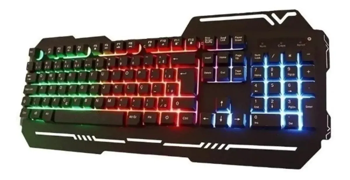 Teclado Gamer WB-539 Color Negro Con Luz 3 Colores