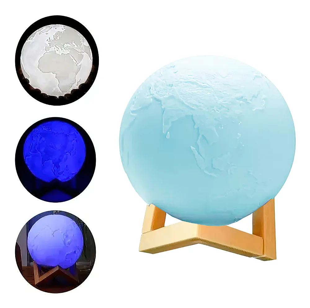 Lampara Planeta Tierra Azul Luminosa 3D