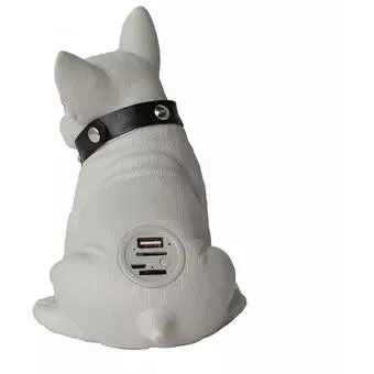 Parlante Altavoz Bluetooth Portatil Perro Bulldog SD USB CH-M240 Gris