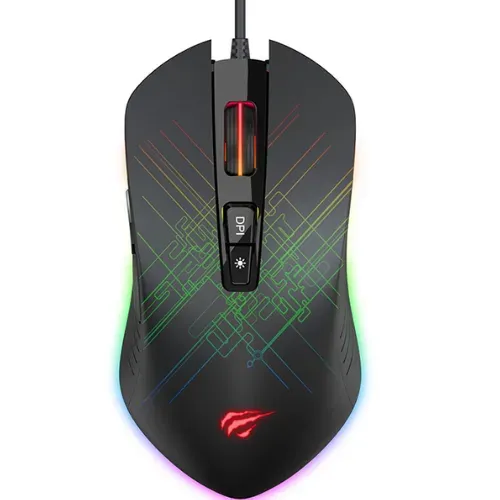 Mouse Gamer usb 7 Botones RGB HAVIT MS1019 6400dpi  Negro