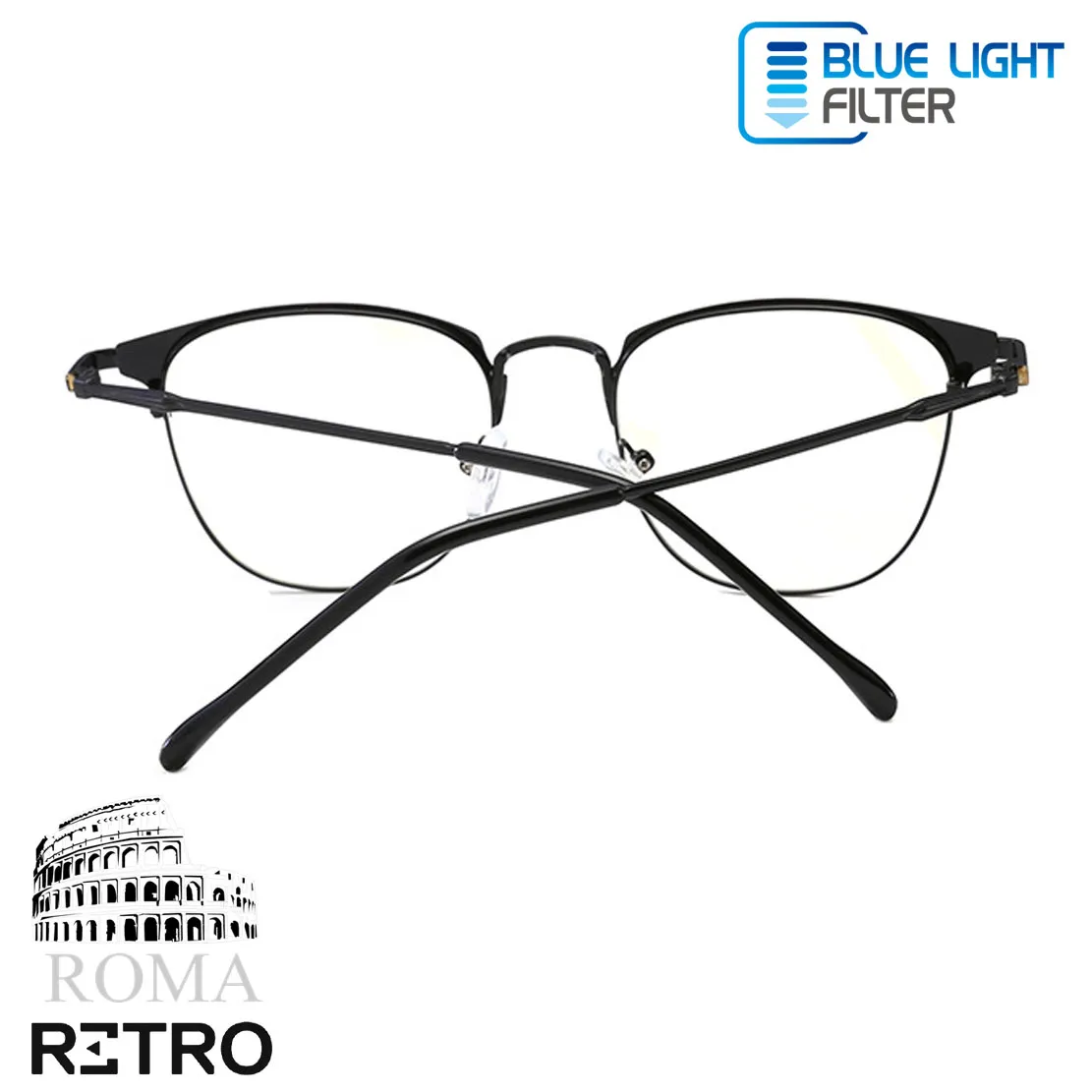 Gafas Óptica Retro® Di Roma Dark Anti Blue Profesional Original Luz Azul Acero