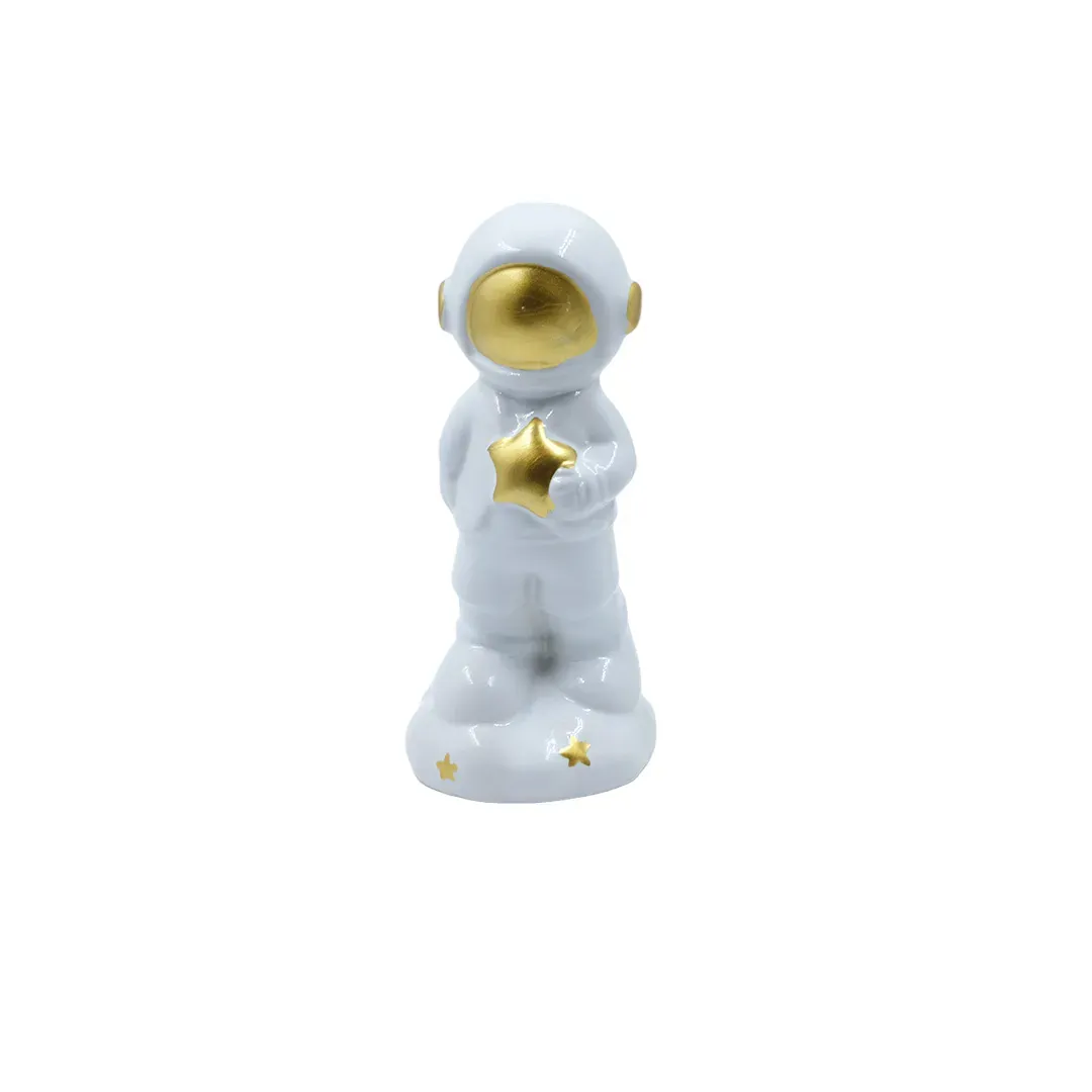 Astronauta Decorativo Blanco Con Dorado Lafe