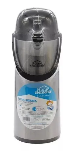 Termo Acero Inoxidable Home Elements Tipo Bomba 1.9 Litros Color Plateado