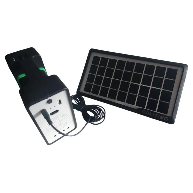 Sistema de Iluminacion Portatil Panel Solar 3 Bombillos Linterna Bateria Cargador GDLITE 10