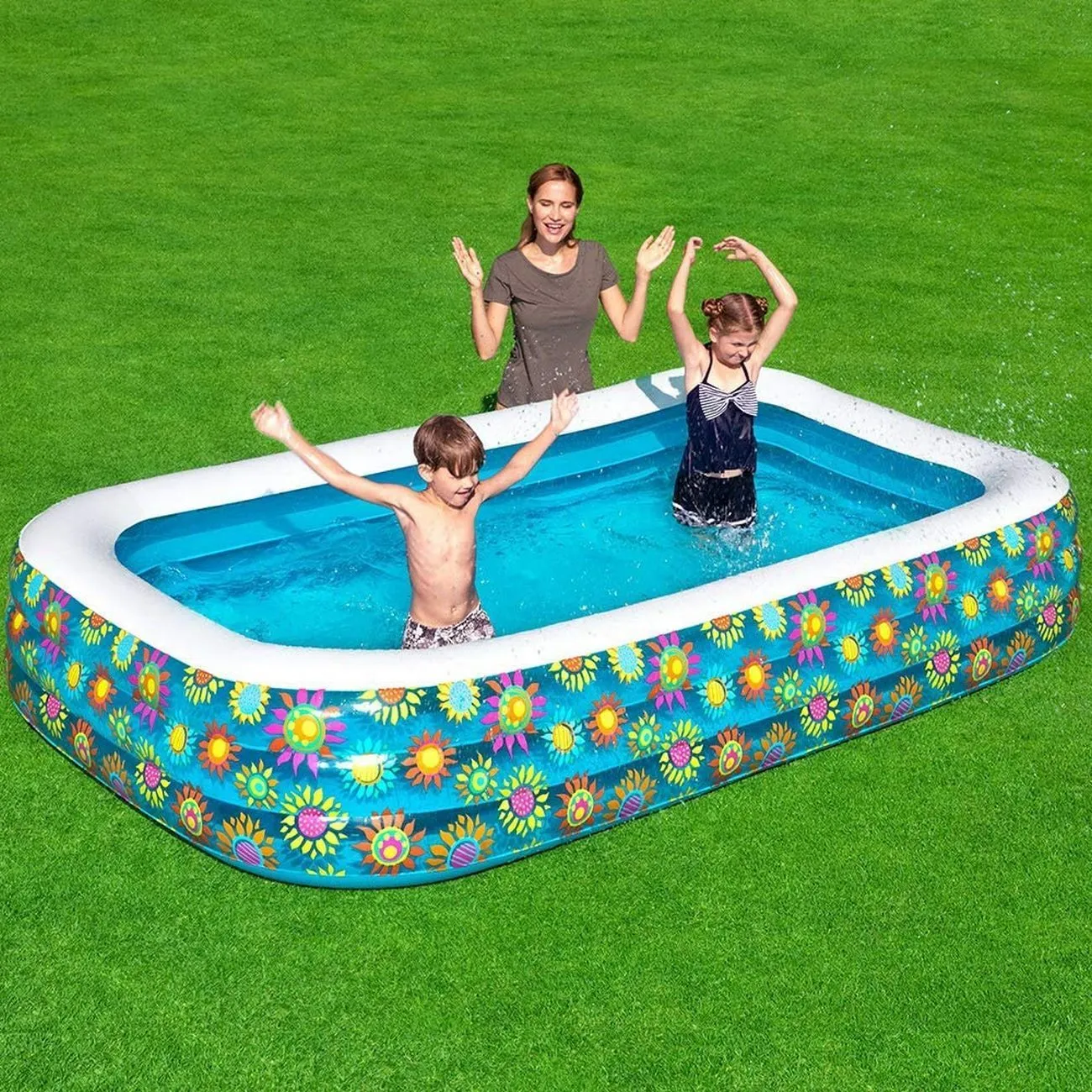 Alberca Inflable Familiar Piscina Diseño Flores 54121 1161l