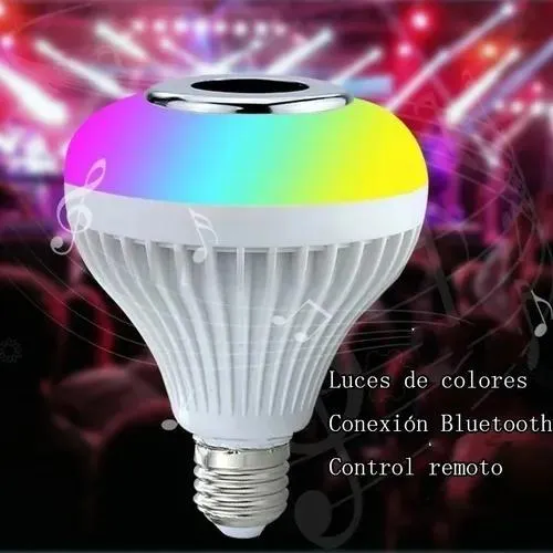 Bombillo Parlante 12w Bluetooth Luces Led Rgb + Control