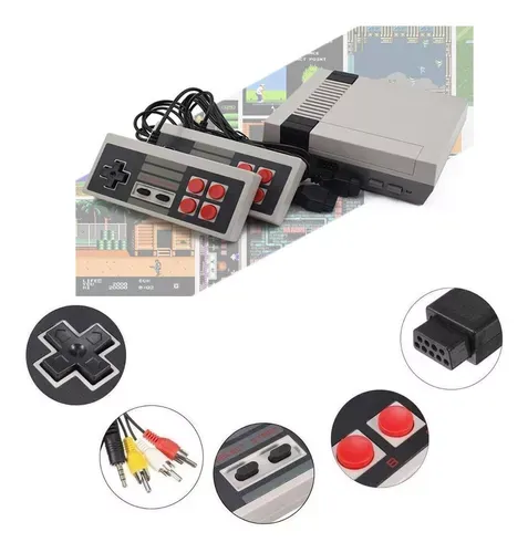 Mini Consola Retro Videojuegos Clásica 620 Juegos 2 Controle Color Gris