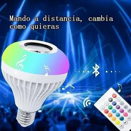 Bombillo Parlante 12w Bluetooth Luces Led Rgb + Control