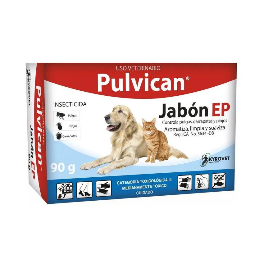 Pulvican Jabon Control Pulgas Garrapatas Perros Gatos 90G