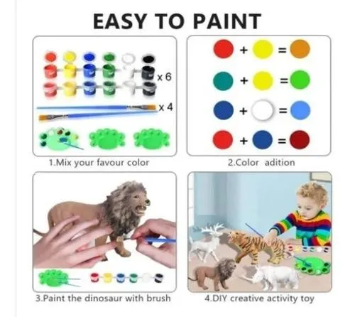 Juguete Didactico Para Pintar Animales + 6 Pinturas Acuarela Rinoseronte