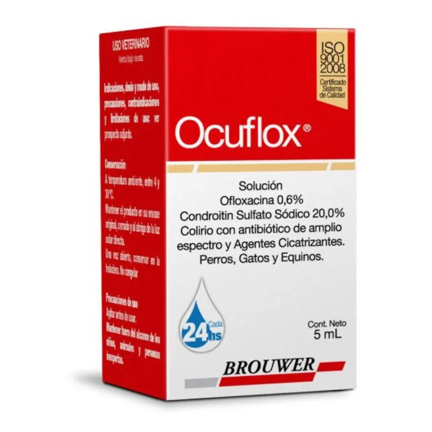 Ocuflox Gotas Ojos Infecciones Cicatrizante Perros Gatos 5Ml