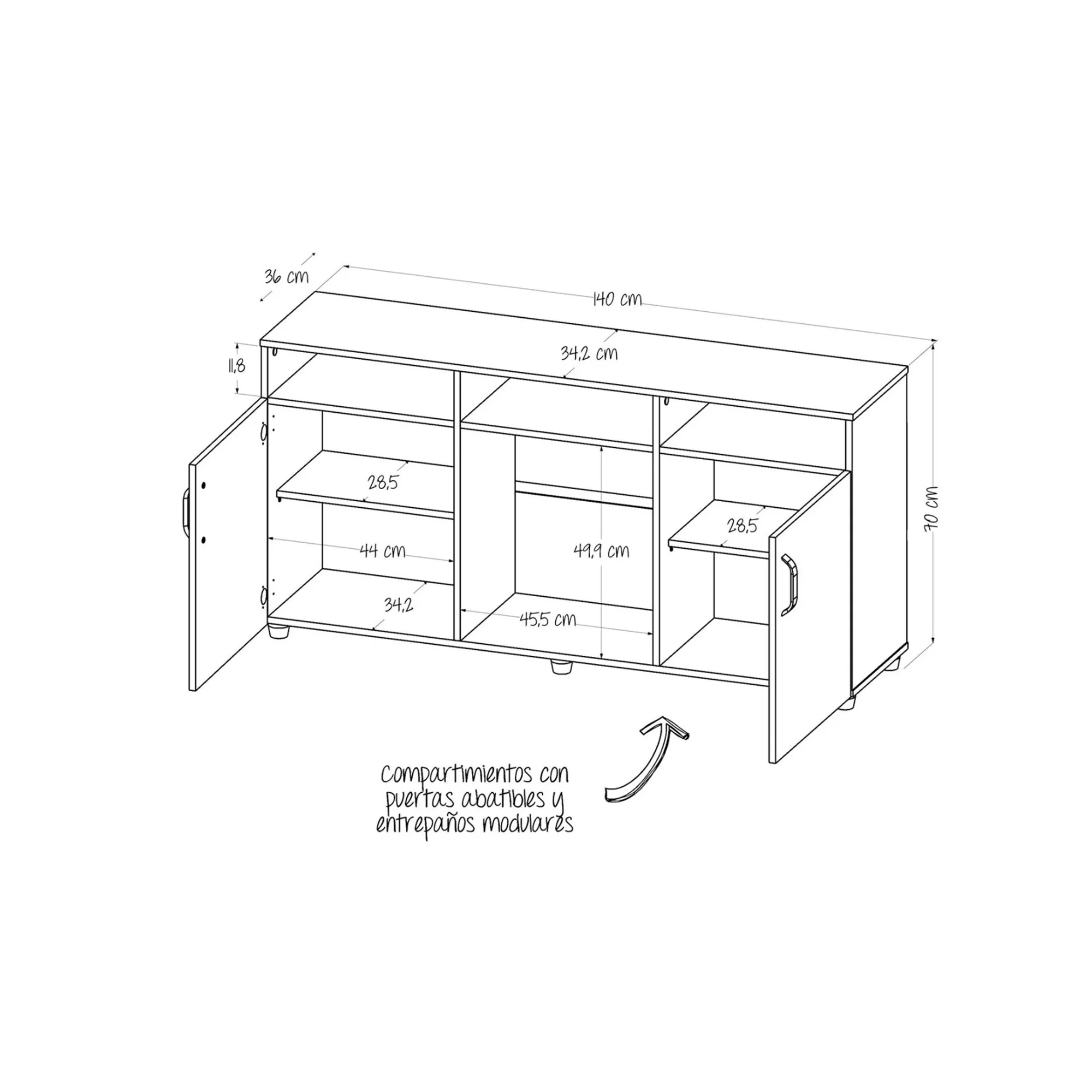 Mesa De Tv Mueble Televisor Urban Bertolini - Ceniza