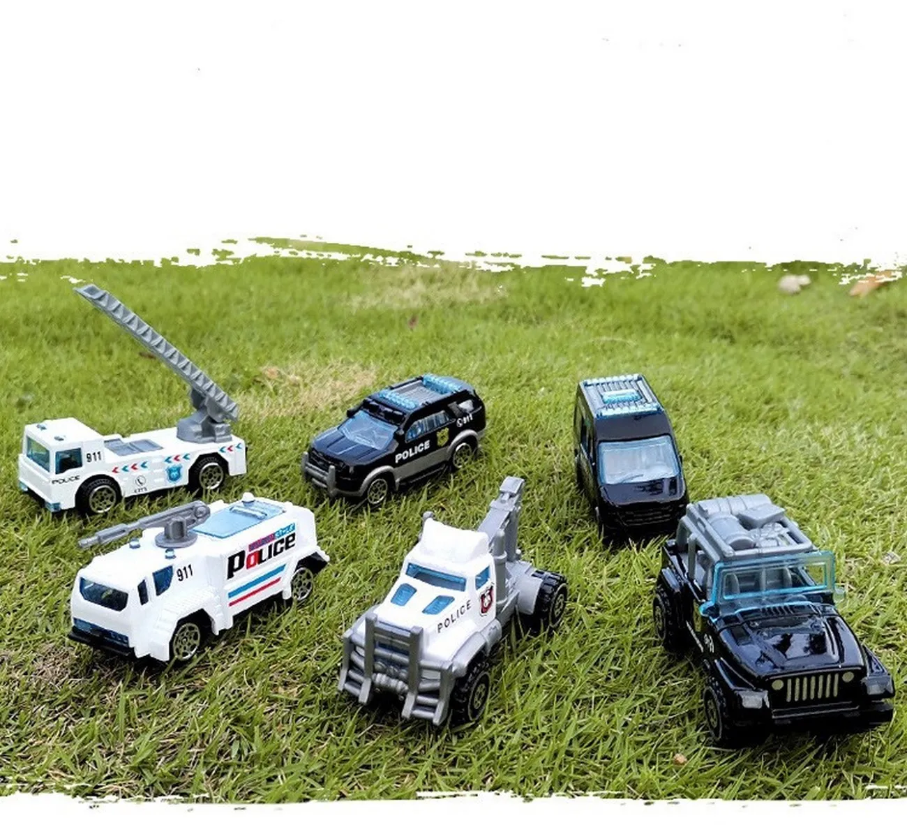 Colección Carros Vehiculos Policia De Metal 6 Pcs Juguete