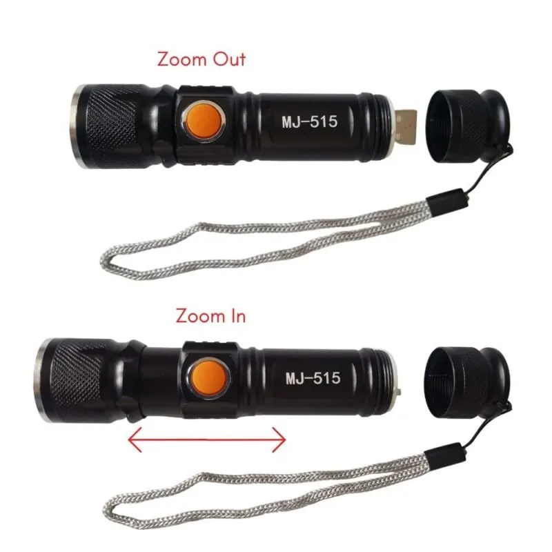 Linterna Mini Recargable Luz LED 3 modos Zoom DUX MJ-515