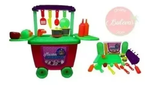 Cocinita Tipo Carrito Infantil 22 Pzs + Sticker + Accesorios