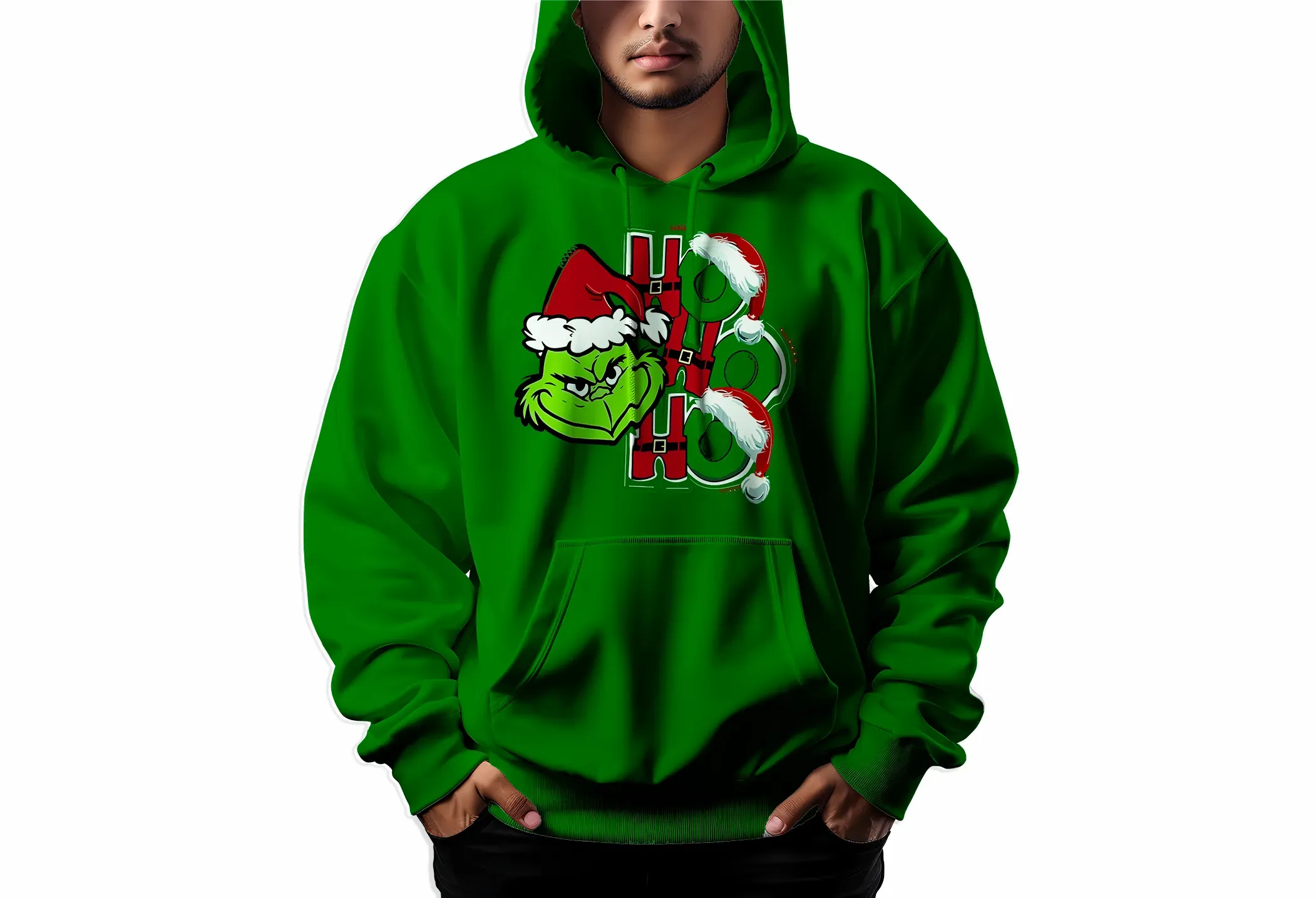 Buzo Hoodie Navidad Verde Botella - Grinch Oh Oh Oh