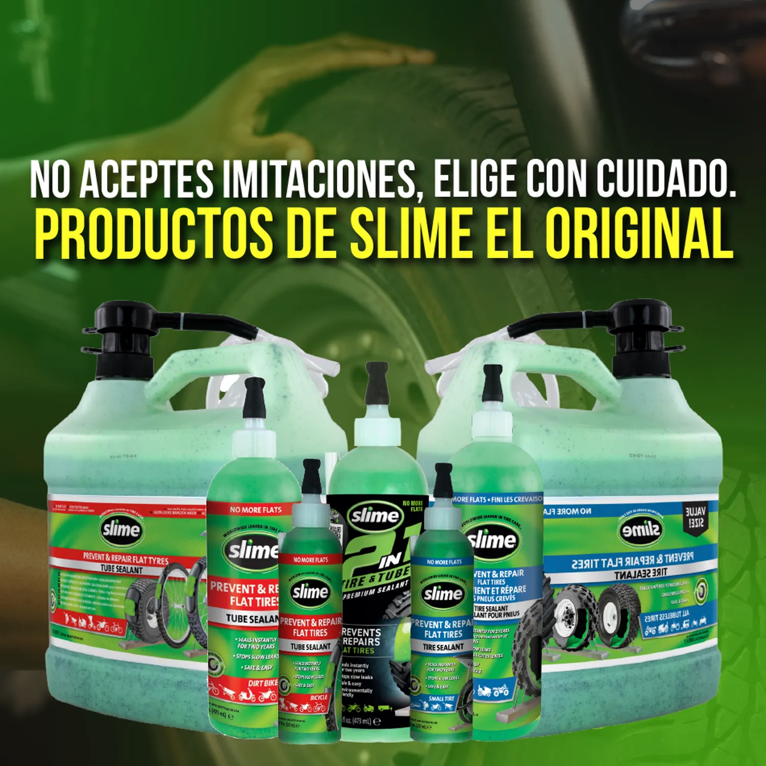 Sellador de Llantas 2 EN 1 Slime 16 oz