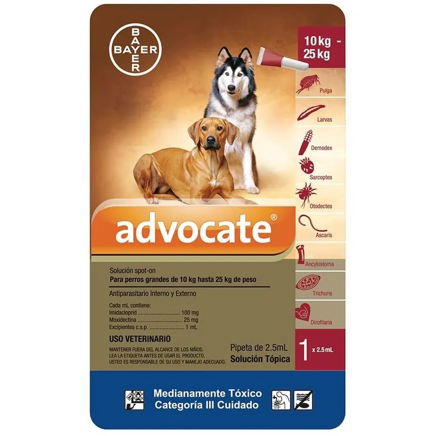 Advocate Antiparasitario Perros 10,1 A 25Kg Pipeta 2,5Ml