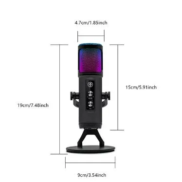 Micrófono De Estudio Profesional Usb Luz Rgb Para Pc Zx-776