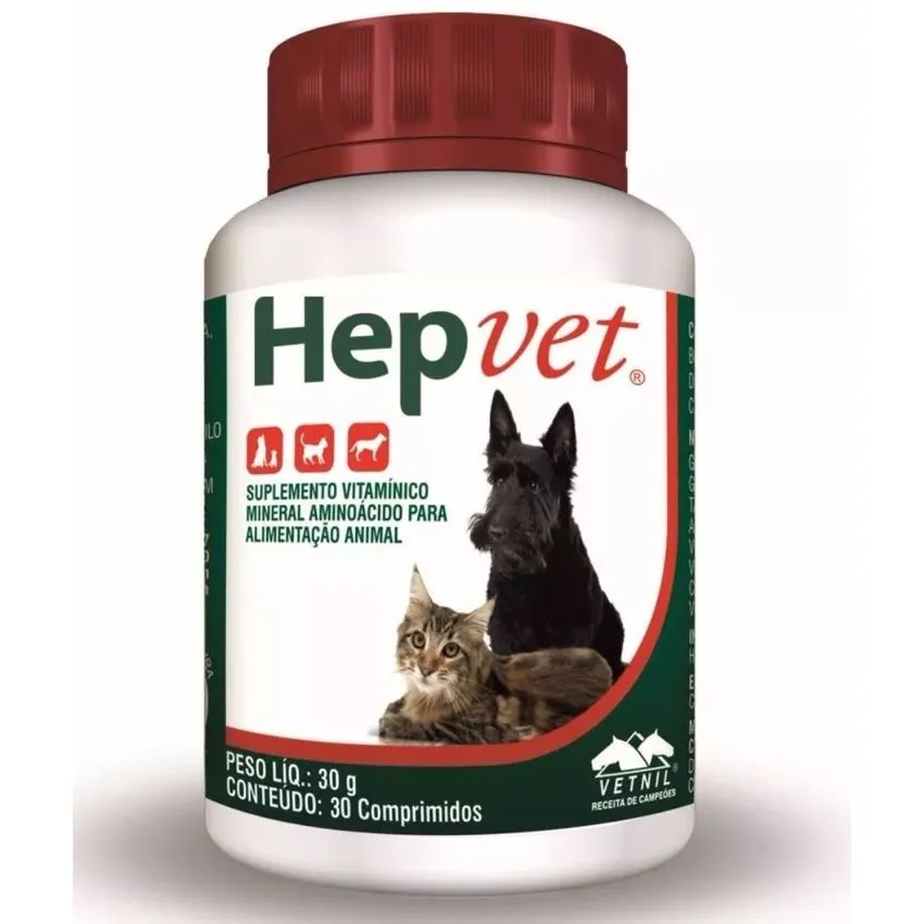 Hepvet Ayuda Metabolismo Perros Gatos 30 Comprimidos