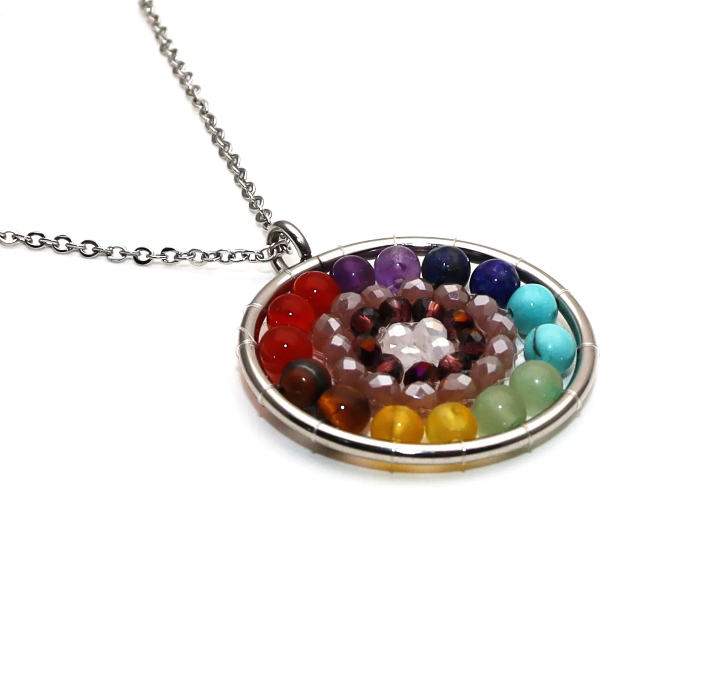 Collar Cuarzo 7 Chakras Mandala + Estuche