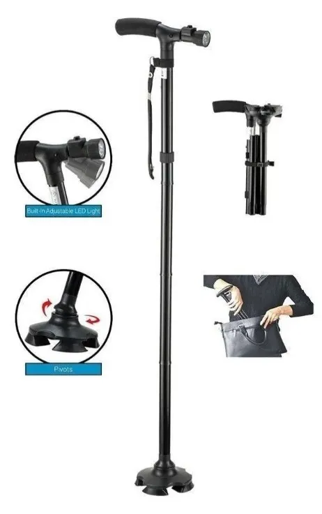  Baston Ortopedico Trusty Cane Con Linterna Luz Led Plegable