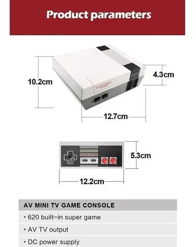 Mini Consola Retro Videojuegos Clásica 620 Juegos 2 Controle Color Gris