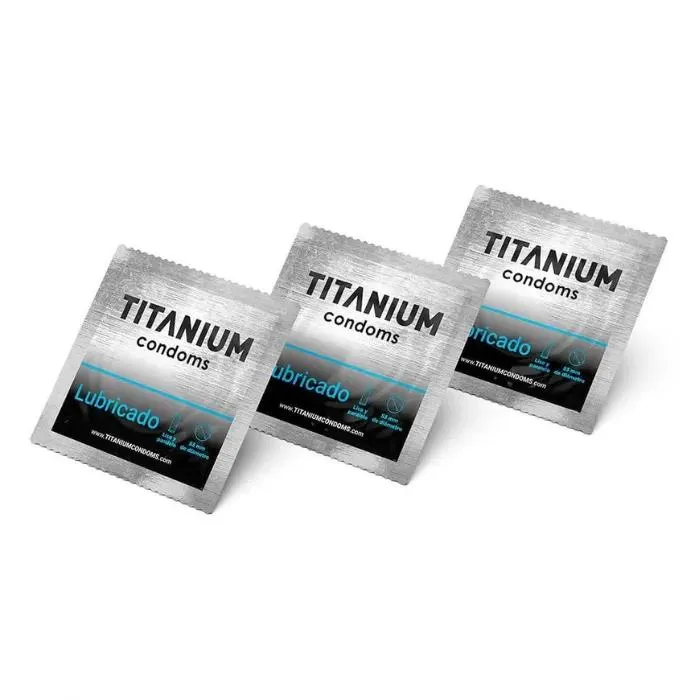 *5 Condones Preservativos Titanium Lubricado Caja X 3 Unidades 