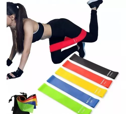 Kit Bandas Elásticas 5 en 1 Para Ejercicio Resistencia Yoga Premium