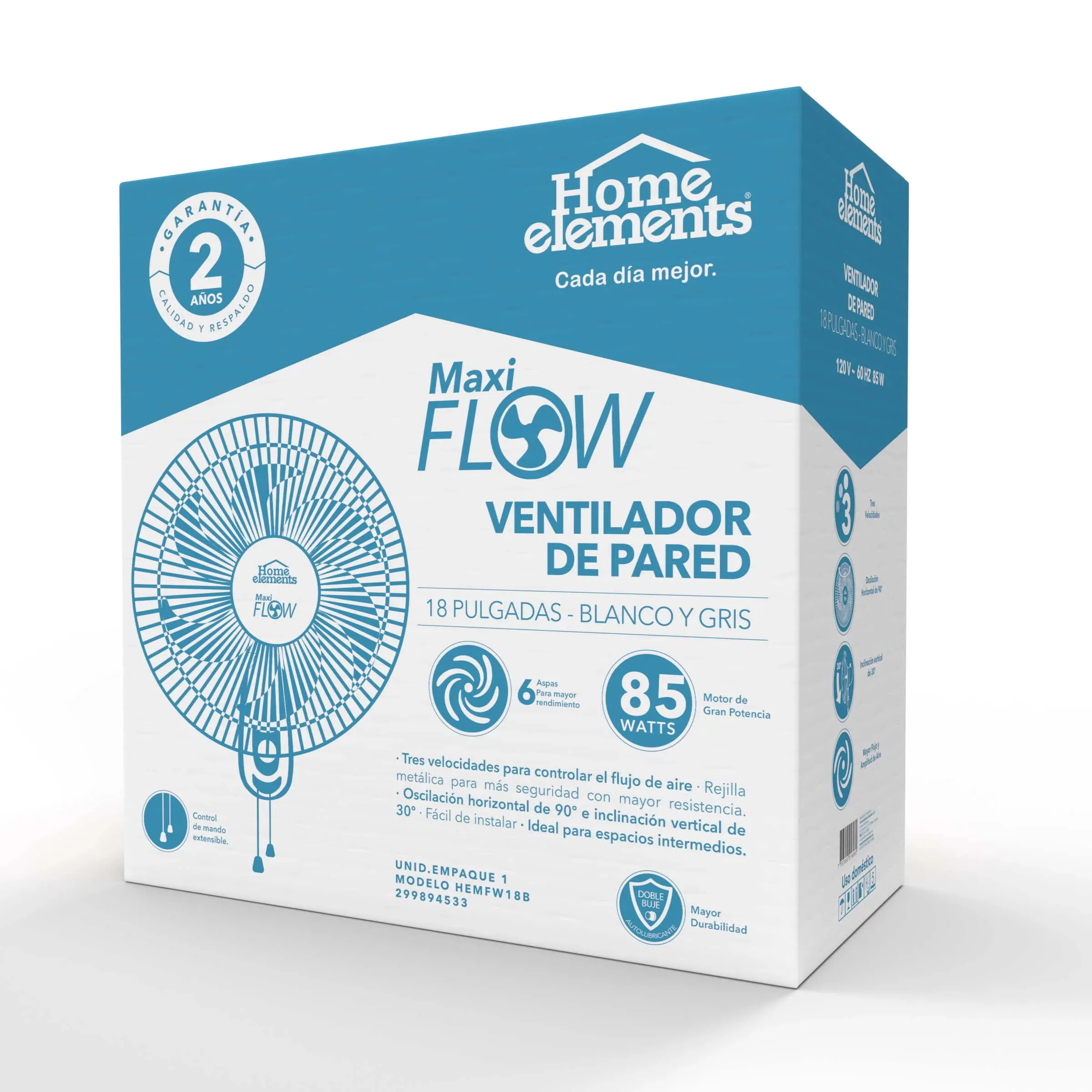 Ventilador Home Elements Pdestal 16" Negro