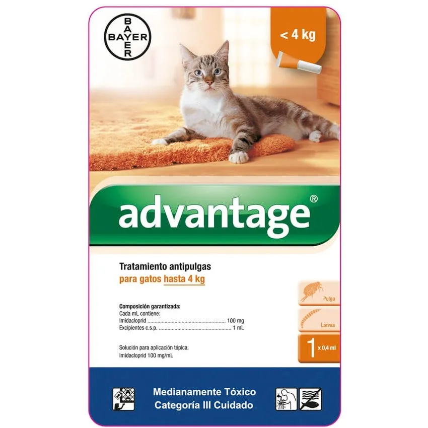 Advantage Antipulgas Gatos Hasta 4Kg Pipeta 0.4Ml