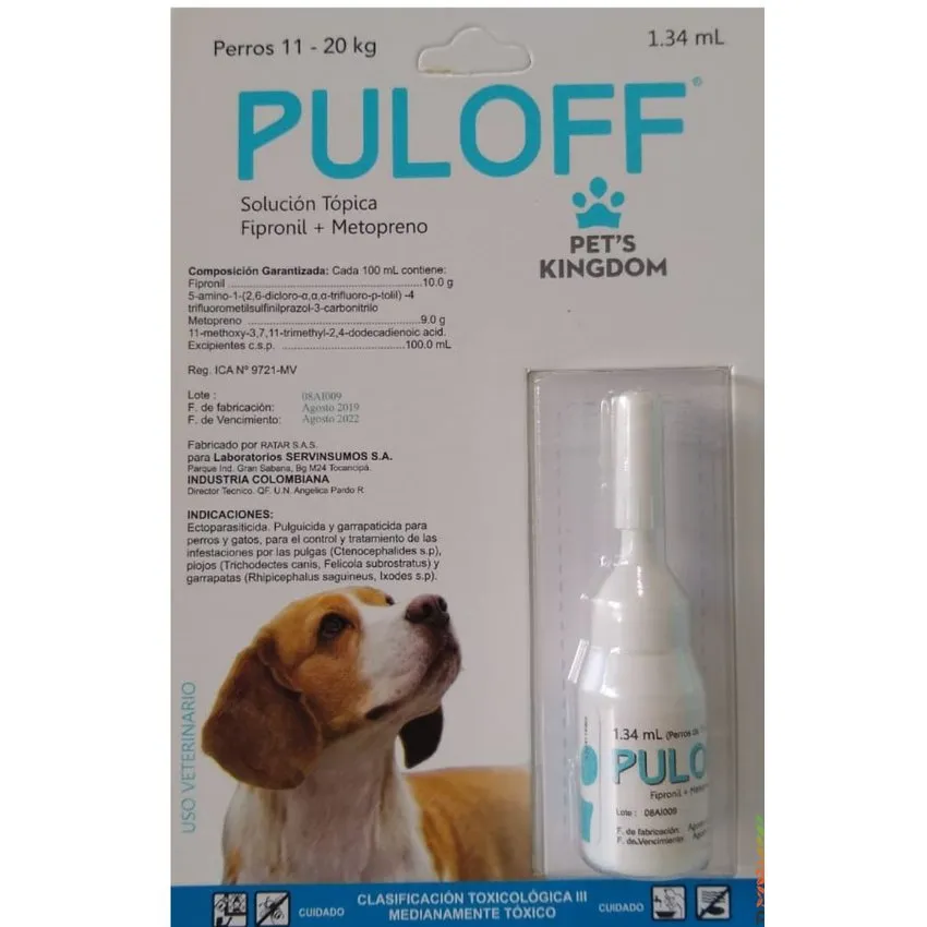 Puloff Antiparasitario Perros 11 A 20Kg 1.34Ml