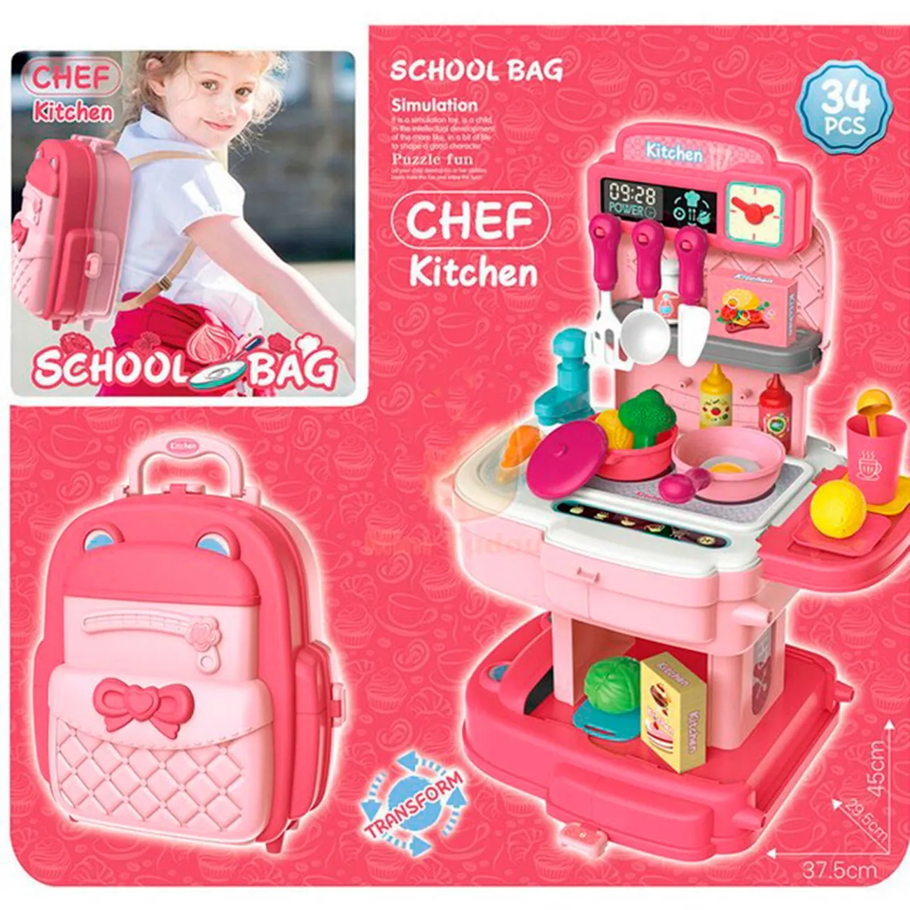 Set Cocina Cheef Maleta Portátil Niña Didáctico Interactivo