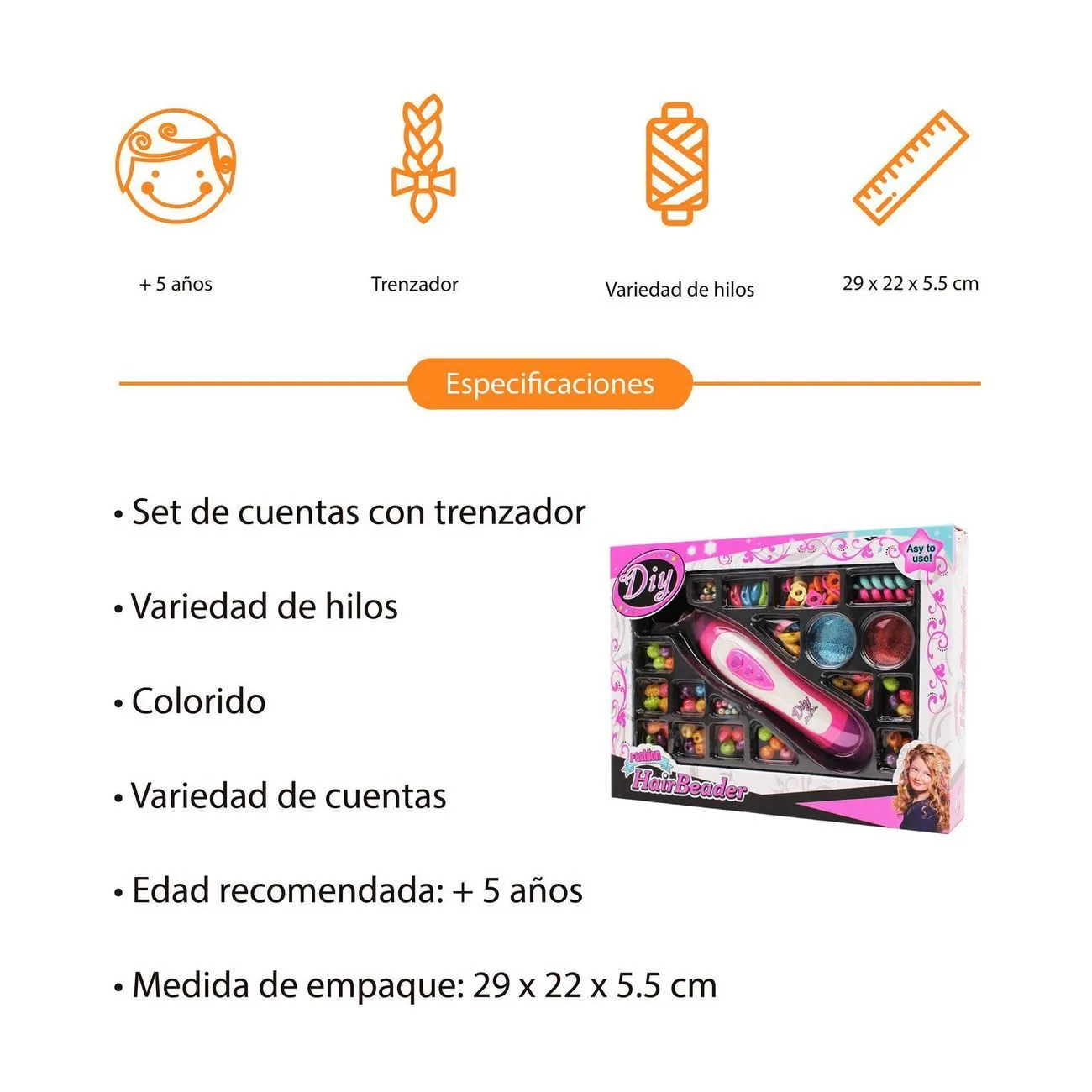 Set Kit Para Hacer Peinados Trenzas Cabello Niña Interactivo