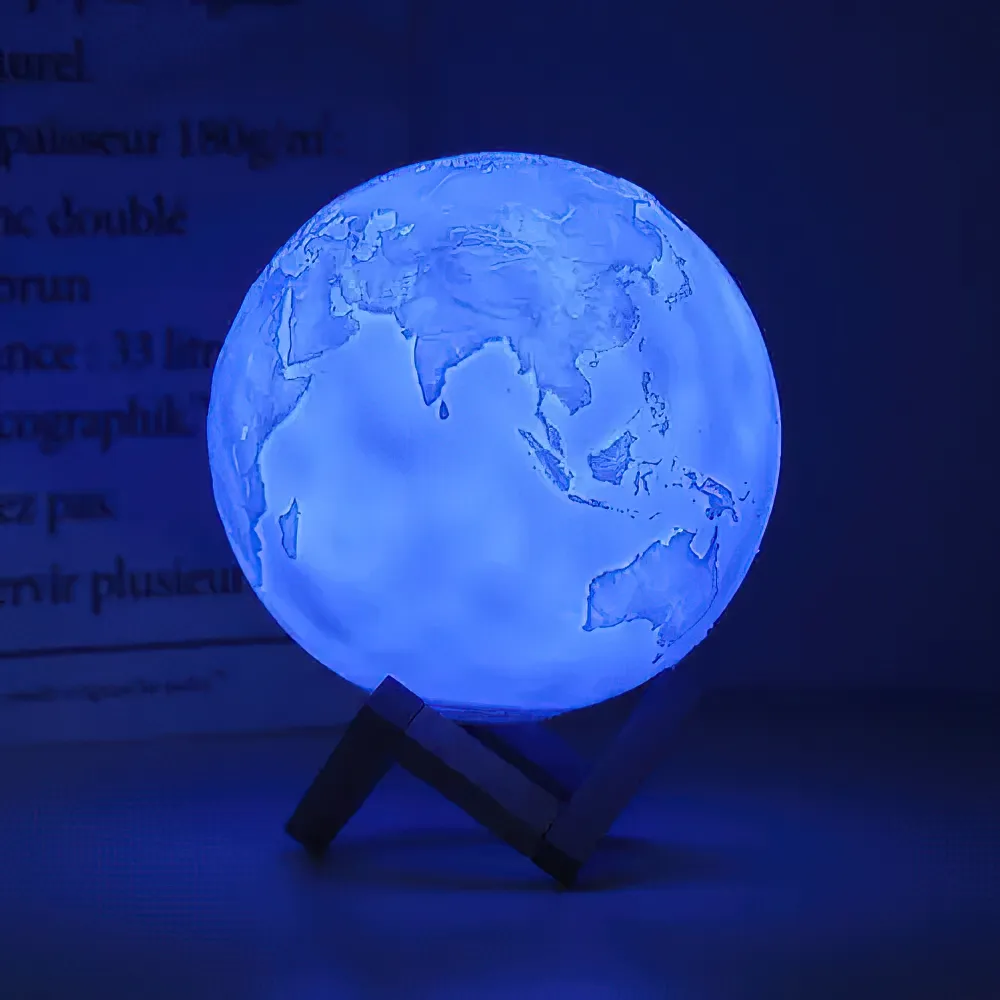 Lampara Planeta Tierra Amarilla Luminosa 3D