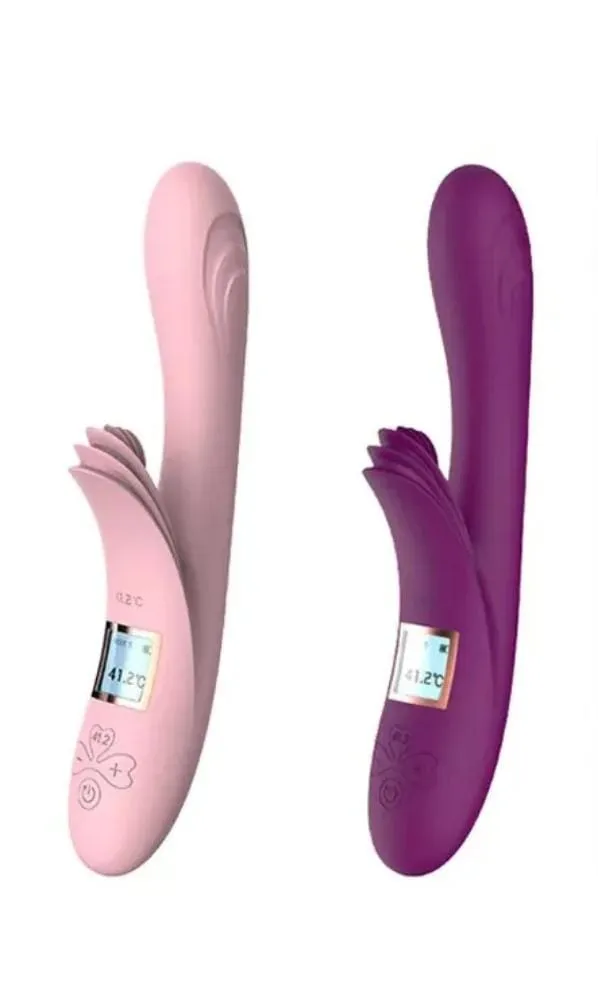 Vibrador Doble Estimulacion Con Lengua Pantalla LED Y Calefacción Lilaa De Lujo