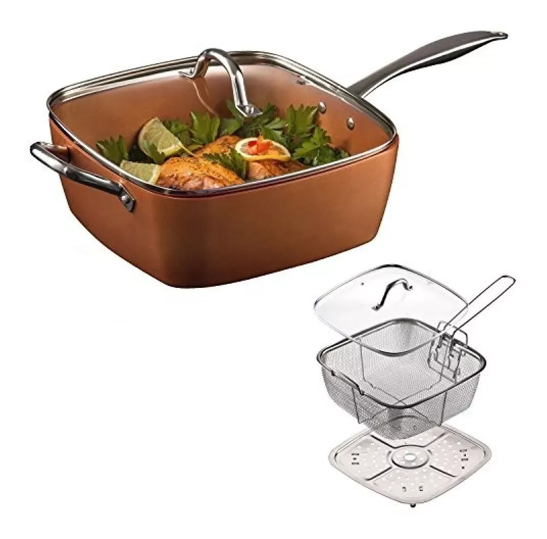 Sarten Cacerola Copper Antiadherente 24 Cm Set 5 Piezas