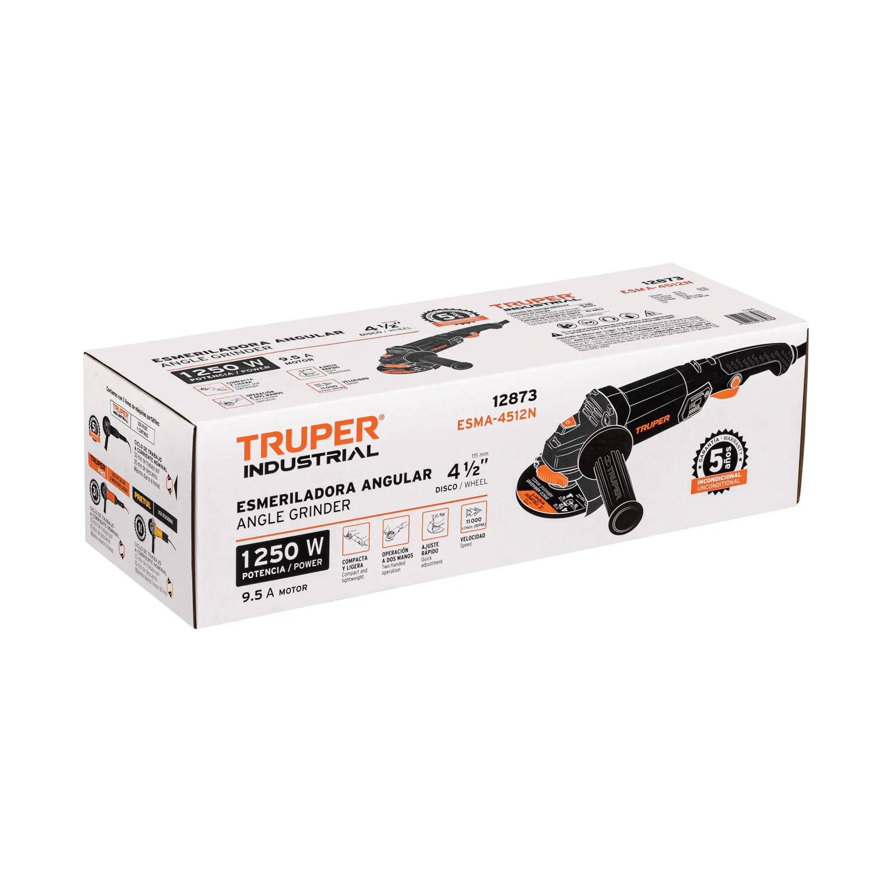 Pulidora Angular 4-1/2", 1250W, Industrial Truper