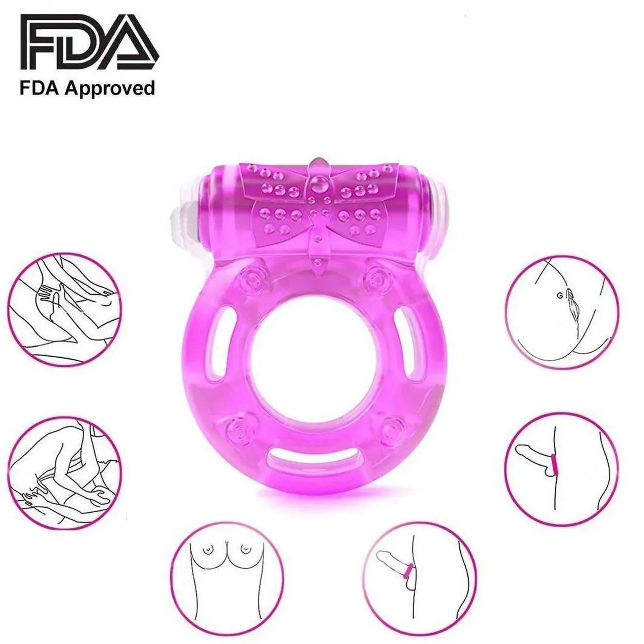 Anillo Vibrador Retardante Doble Estimulación Juguete Sexual