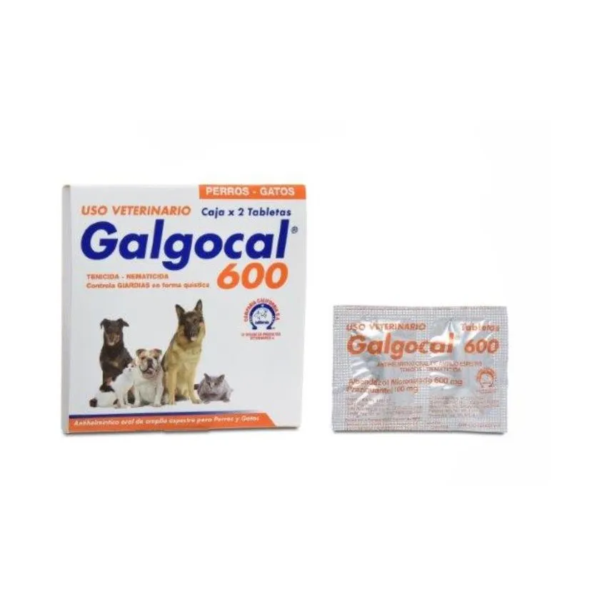 Galgocal 600 Antiparasitario Perros Gatos Caja X 2 Tabletas