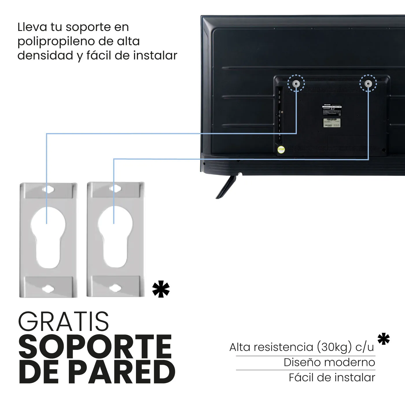 Challenger 32" Smart + Antena TDT + soporte Pared