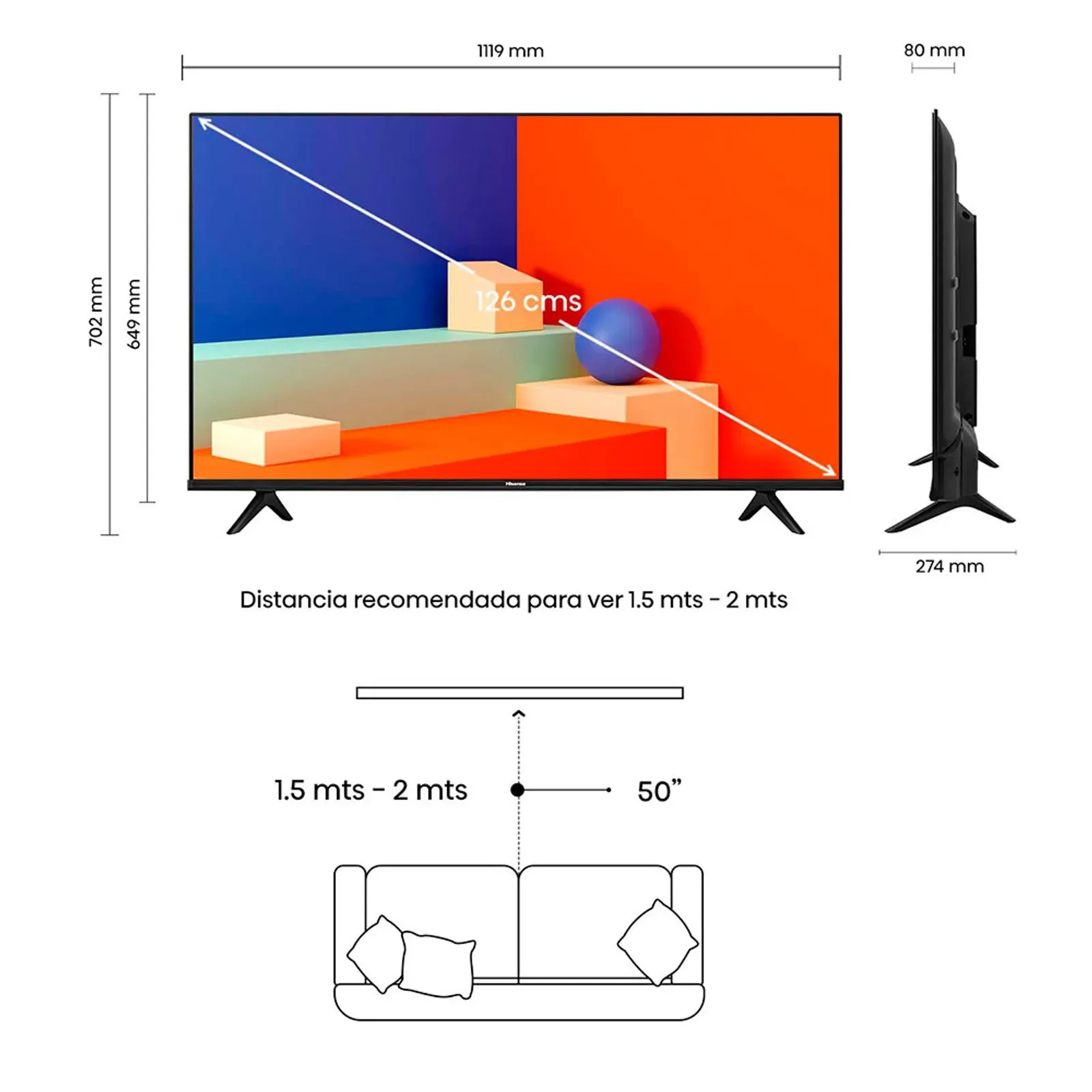 Hisense 50" 4K Smart TV +Antena TDT