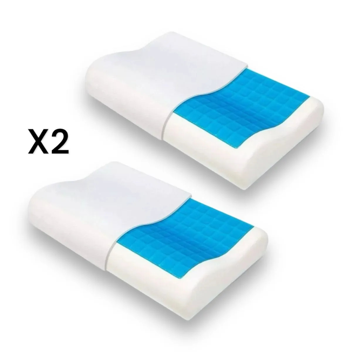 Combo X2 Almohadas Memory Pillow Ortopédica Indeformables Cool Gel Fund