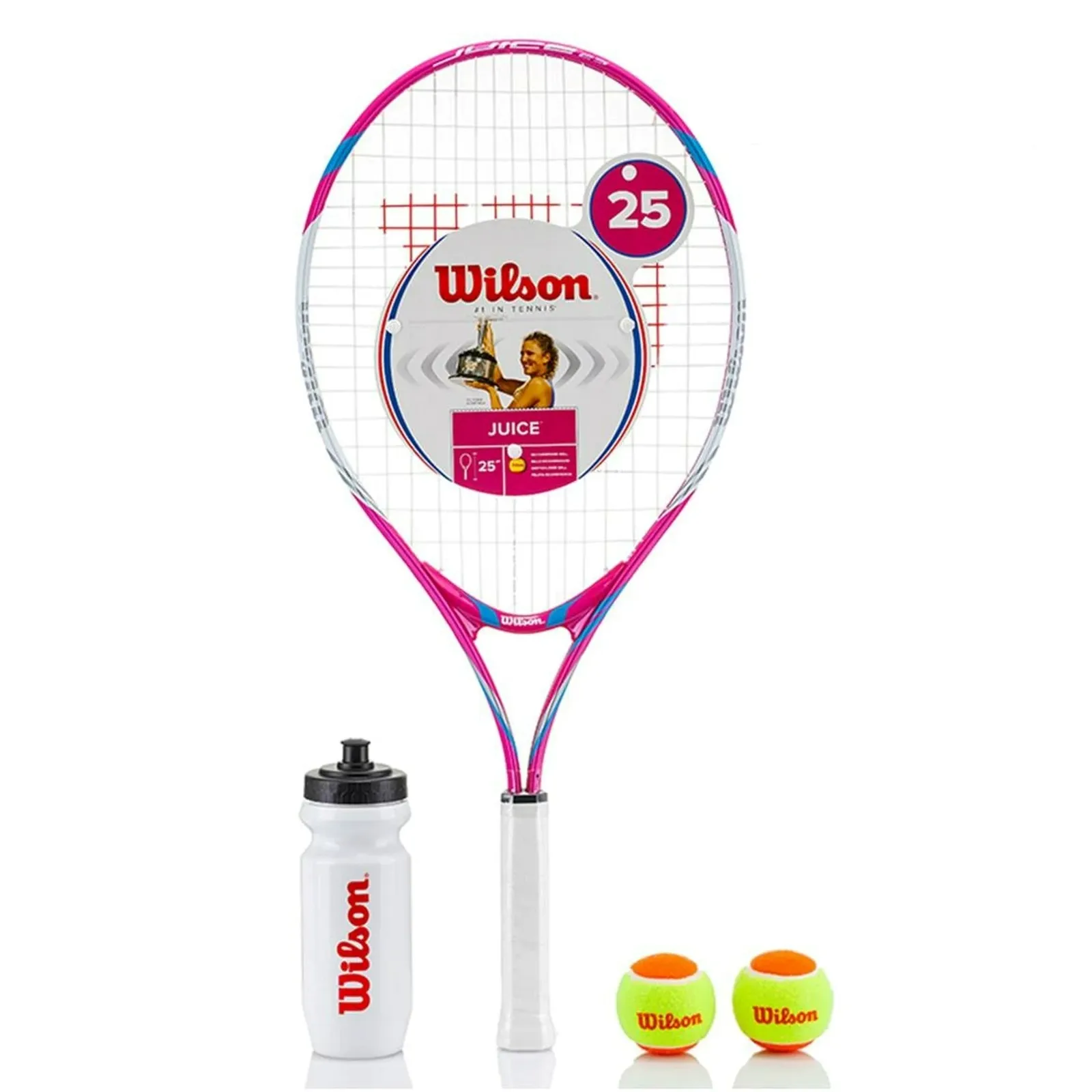 Combo Raqueta De Tenis Wilson #25 Niños Con Estuche Termo Y Bolas Fucsia