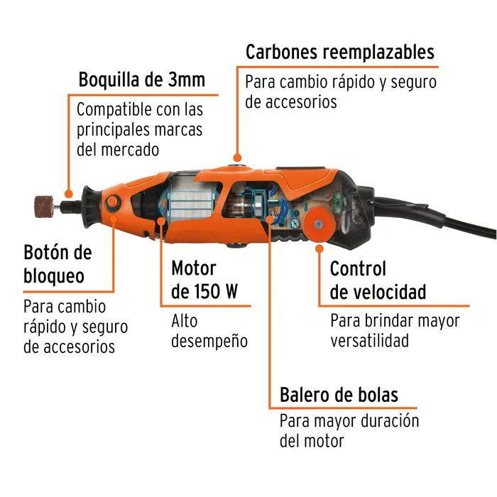 Moto Tool Profesional 150 W Con 97 Accesorios Truper