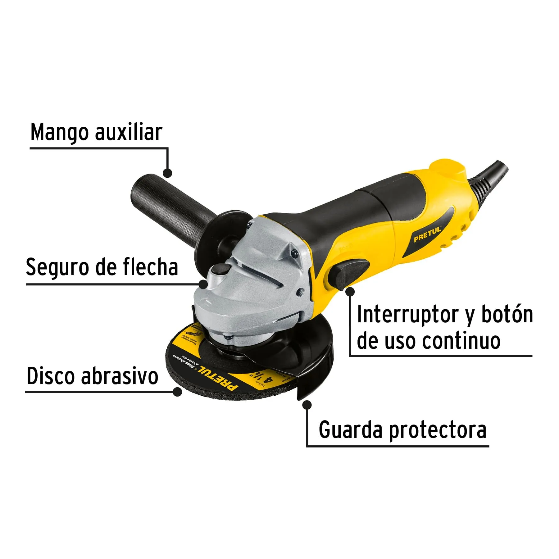 Pulidora Y/O Esmeriladora Angular 4-1/2" 700 W Pretul