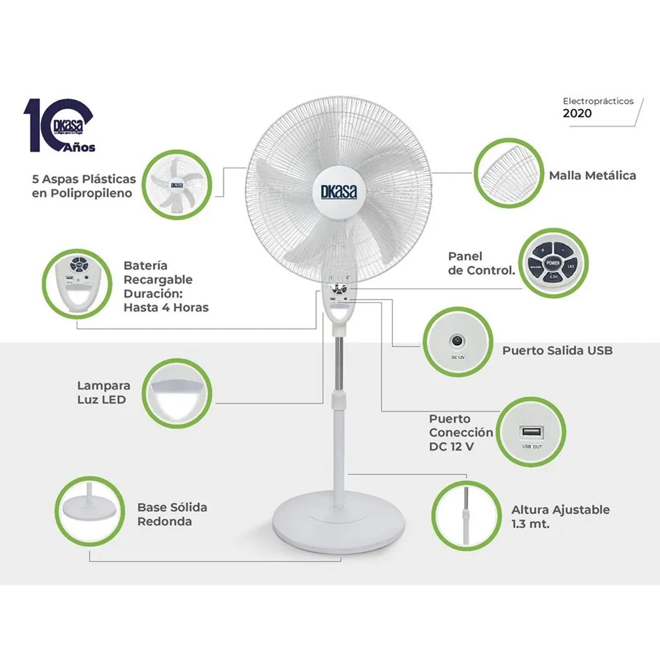 Ventilador Dkasa Premium 18 Recargable