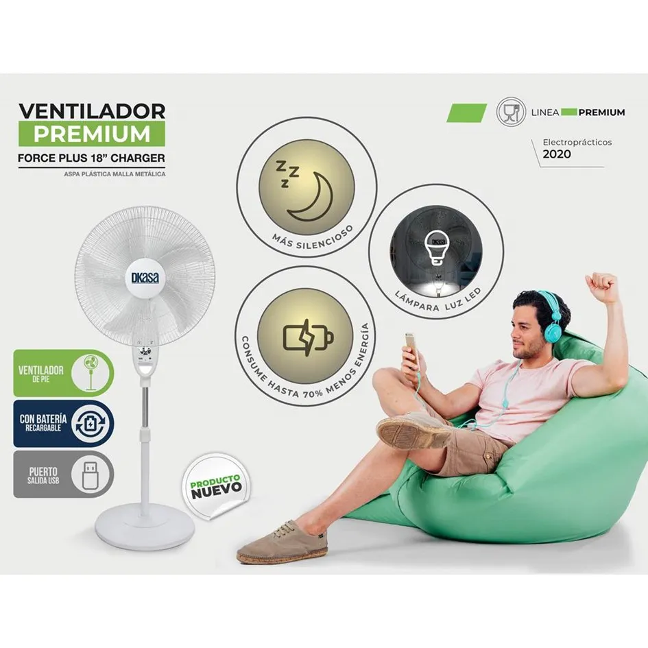 Ventilador Dkasa Premium 18 Recargable