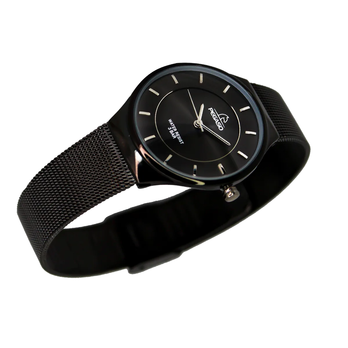 Reloj Pegaso Metalico Malla Negro Femenino - Dama - Mujer